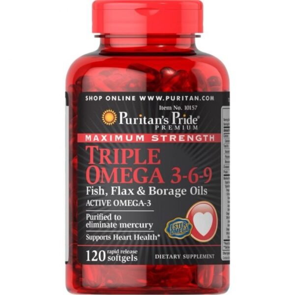 Puritans Pride Triple Omega 3 6 9 — 120 капсул