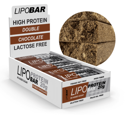 Lipobar Протеїнові батончики з подвійним шоколадом — 20x50г