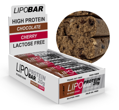 Lipobar Протеїнові батончики шоколадно-вишневі — 20x50г