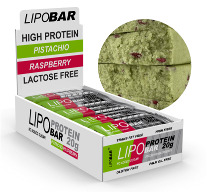Lipobar Протеїновий батончик Фісташка-Малина — 20х50г