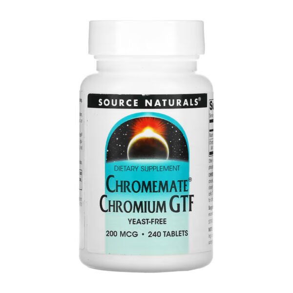 Source Naturals ChromeMate® Хром GTF 200 мкг, без дріжджів - 240 таблеток