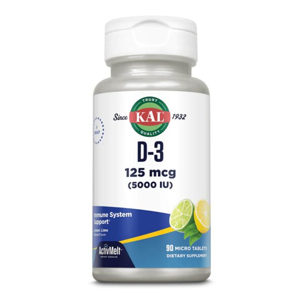 KAL D-3 5000 IU 125 мкг — 90 таблеток Лимон-Лайм
