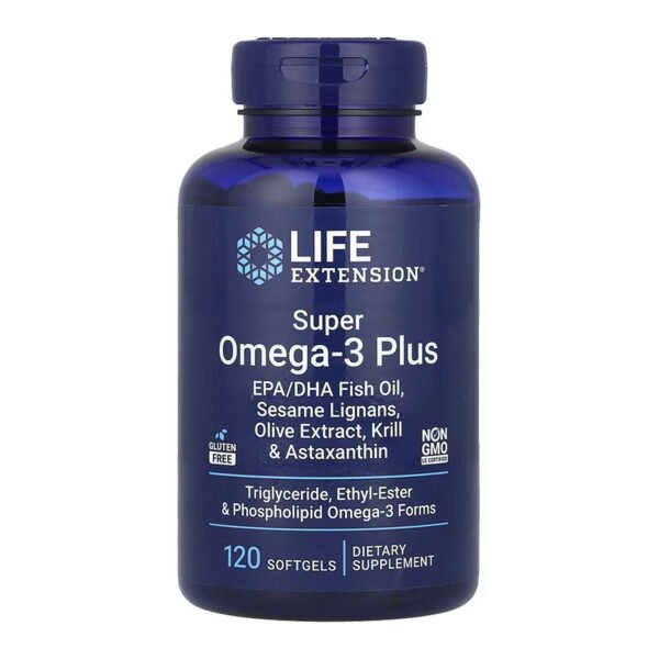 Super Omega-3 Plus EPA/DHA Fish Oil, Sesame Lignans, Olive Extract, Krill & Astaxanthin - 120 softgels