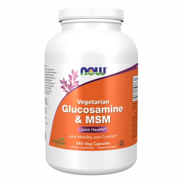 Now Foods Глюкозамін та MSM 500/500 — 240 рослинних капсул