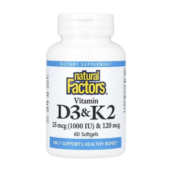 Vitamin D3 & K2 25 mcg (1000 IU) & 120 mcg - 60 softgels